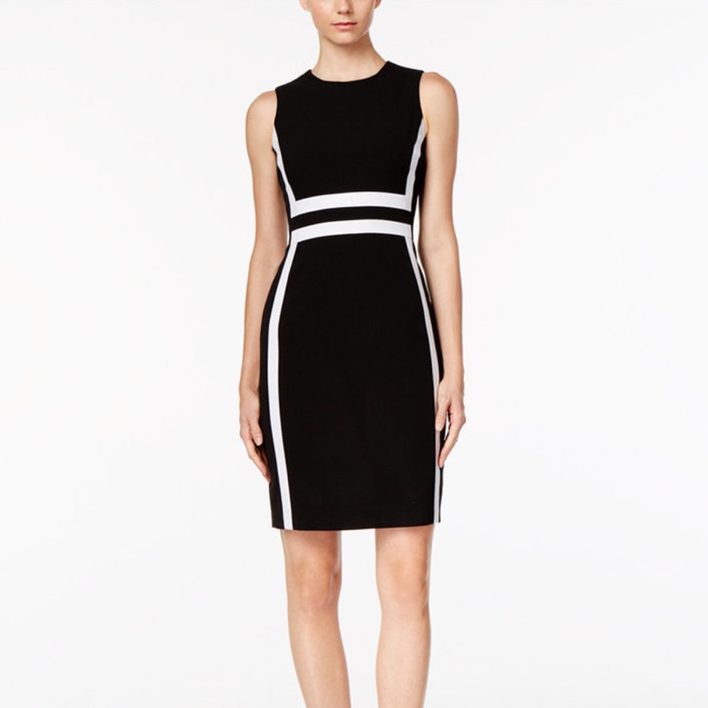 Calvin Klein Sleeveless Dress Black White Size 2